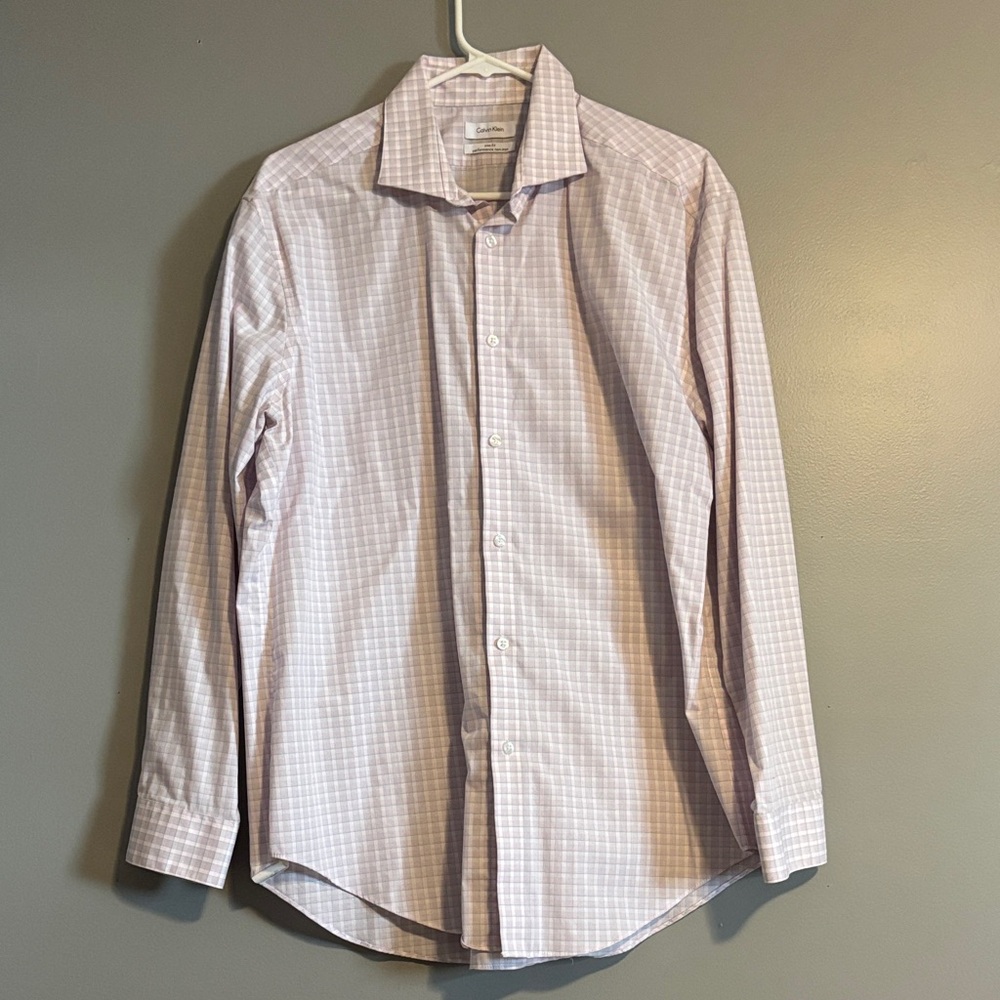 Calvin Klein Light Pink Checkered Dress Shirt